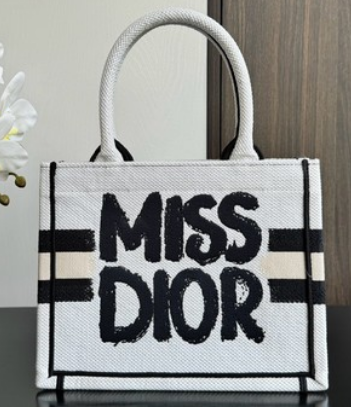 Small Dior Book Tote Two-Tone white and Black Miss Dior Graffiti Embroidery M1265Z Small Dior Book Tote Two-Tone white and Black Miss Dior Graffiti Embroidery M1265Z