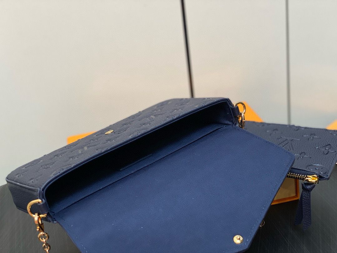 Louis Vuitton Monogram Empreinte Felicie Pochette M64065 M83589 Navy Louis Vuitton Monogram Empreinte Felicie Pochette M64065 M83589 Navy