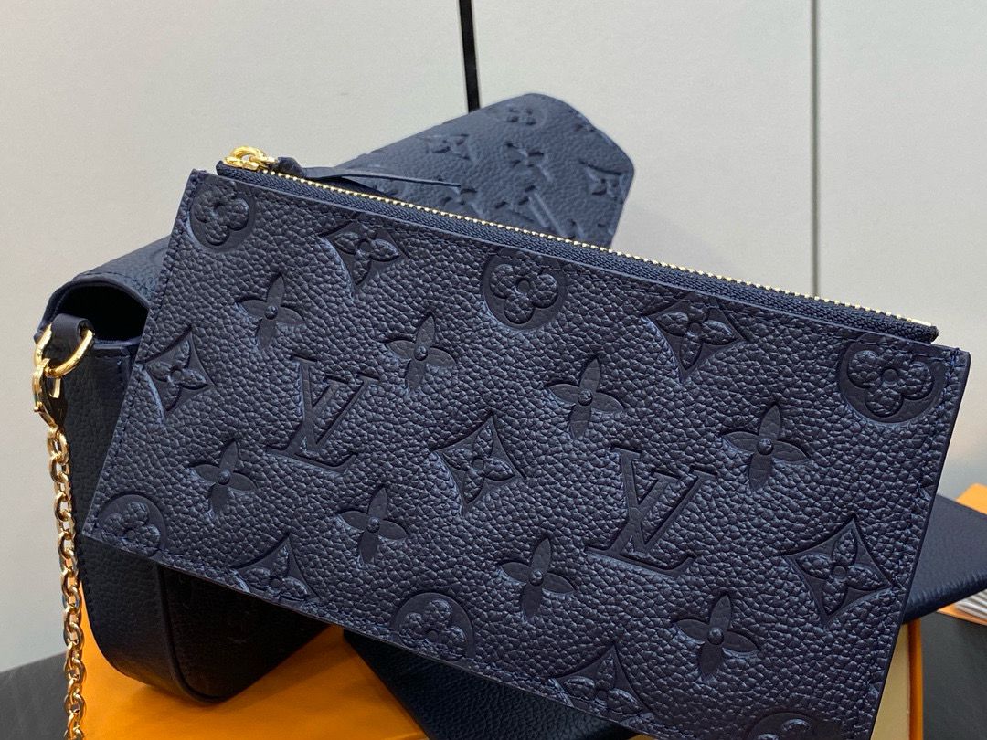 Louis Vuitton Monogram Empreinte Felicie Pochette M64065 M83589 Navy Louis Vuitton Monogram Empreinte Felicie Pochette M64065 M83589 Navy