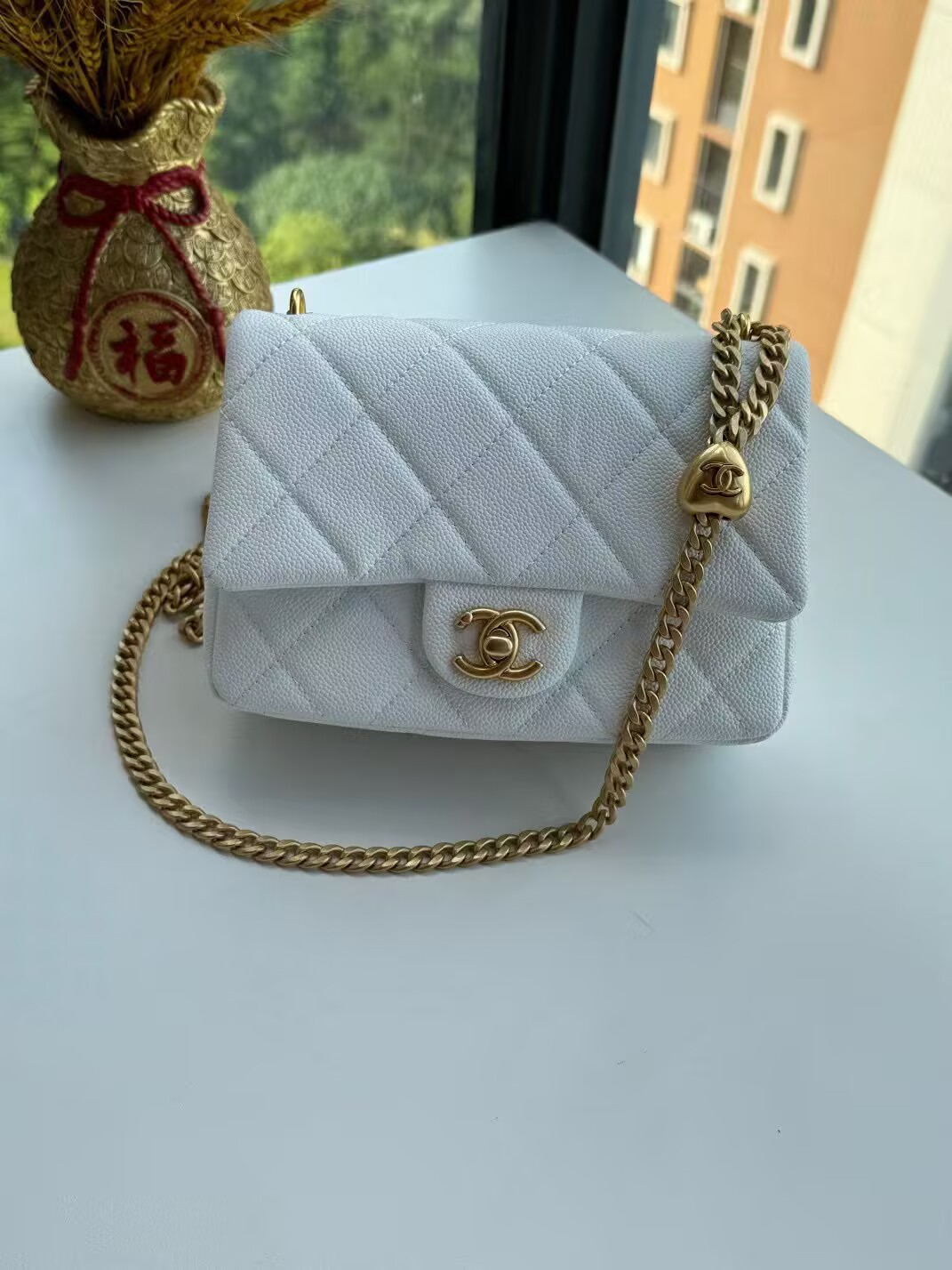 Chanel 23P Original Caviar Leather Mini Flap Bag AS3829 White Chanel 23P Original Caviar Leather Mini Flap Bag AS3829 White