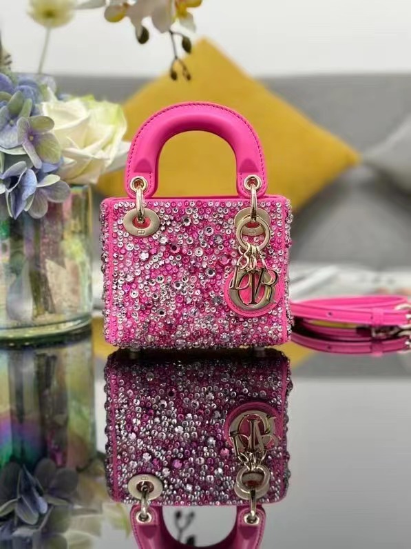 Mini Lady Dior Bag Cannage Lambskin M0505O-3 rose Mini Lady Dior Bag Cannage Lambskin M0505O-3 rose