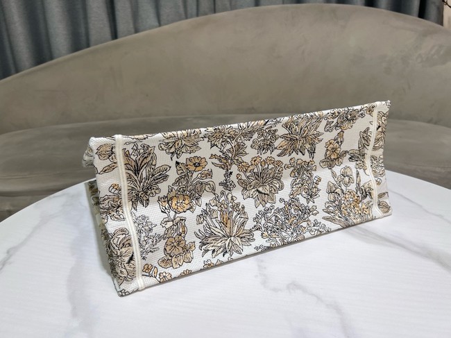 Large Dior Book Tote Latte Embroidery with Gold-Tone Millefiori Unicorn Motif M1286ZEDX