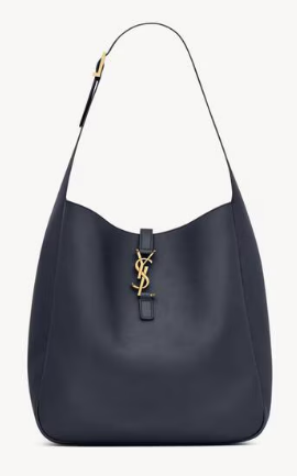 SAINT LAURENT LE 5 A 7 SUPPLE LARGE IN GRAINED LEATHER 753837 BLEU ABYSSE