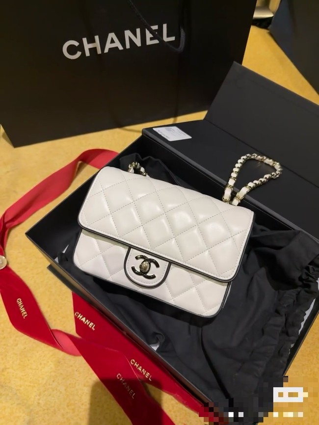 CHANEL MINI FLAP BAG Lambskin AS5151 White & Black