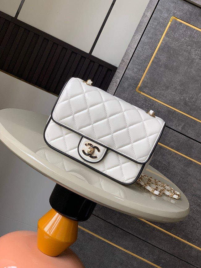 CHANEL MINI FLAP BAG Lambskin AS5151 White & Black