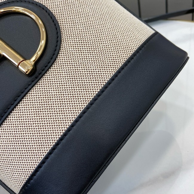 GUCCI 73 MINI BUCKET BAG Natural canvas 833665 Black