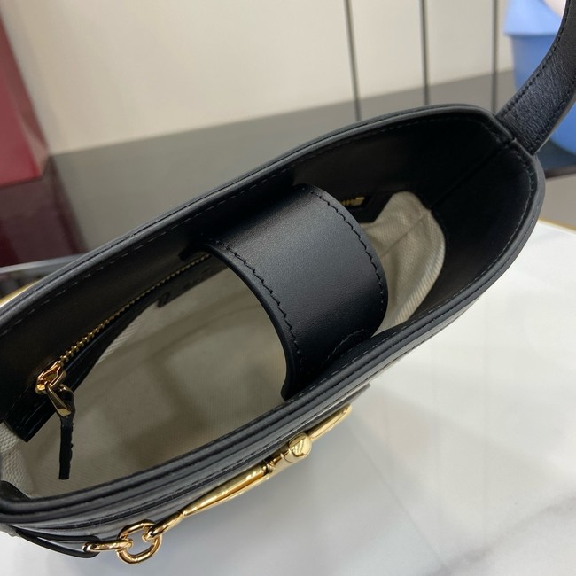GUCCI 73 MINI BUCKET BAG Natural canvas 833665 Black