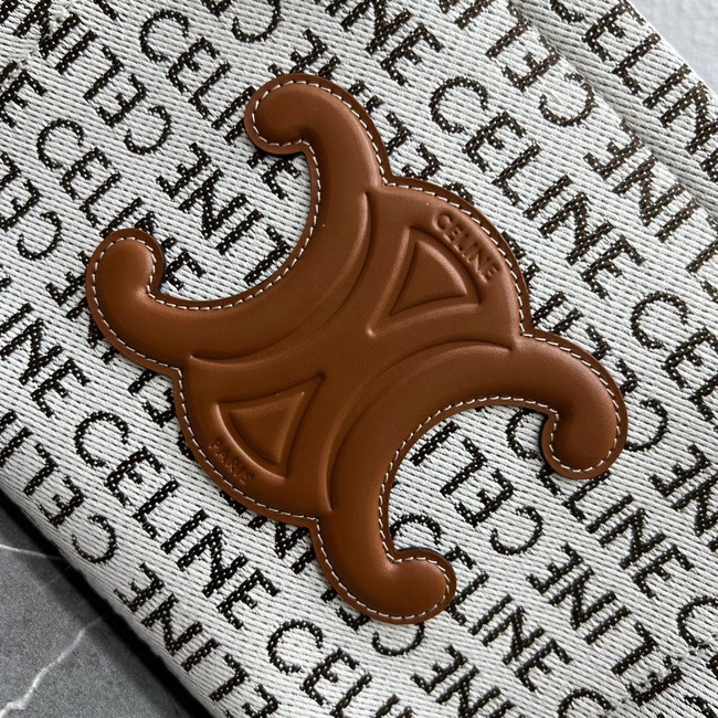 Celine SMALL CABAS THAIS IN TEXTILE WITH TRIOMPHE CANVAS PRINT AND CALFSKIN 199162 WHITE