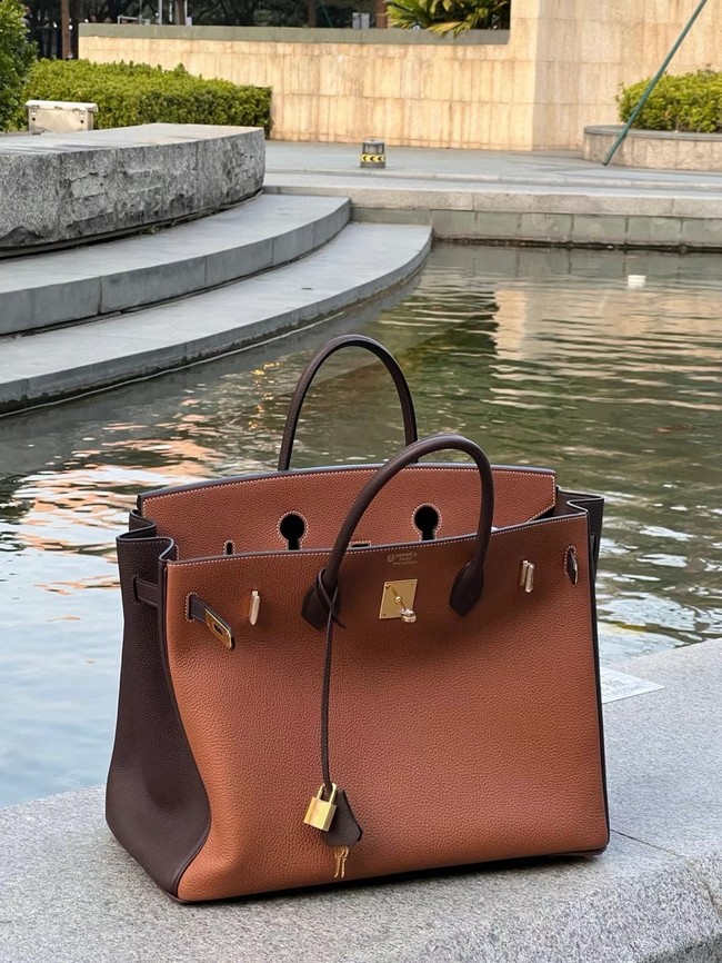 Hermes Birkin Tote Bag Original Togo Leather 6635 camel&coffce