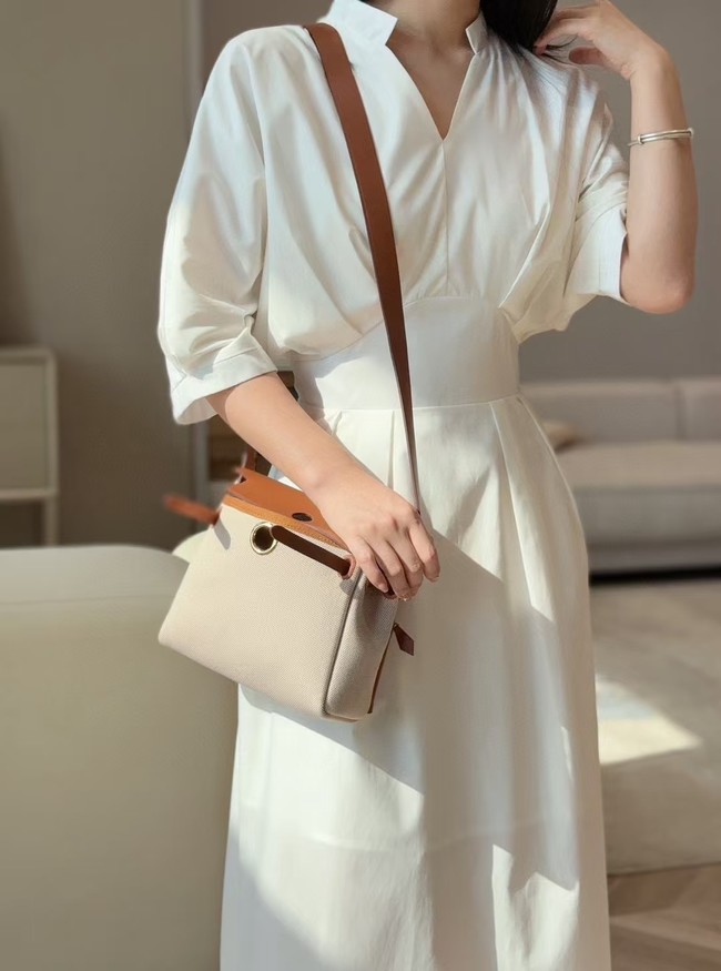 Hermes mini Herbag 20CM Original Canvas Leather & Calfskin 48888-7