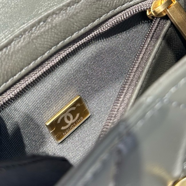 Chanel 23k Vintage Kelly Original Leather Top Handle Bag AS4416 dark gray