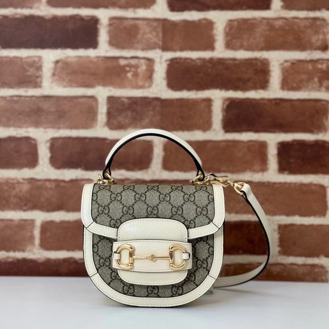 GUCCI HORSEBIT 1955 MINI TOP HANDLE BAG 781387 white&Supreme canvas