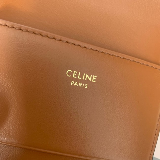 Celine SMALL FLAP WALLET TRIOMPHE IN TRIOMPHE CANVAS 10L653 brown