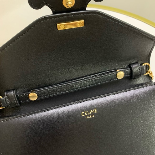 Celine WALLET ON CHAIN MARGO IN SHINY CALFSKIN 10J733 black