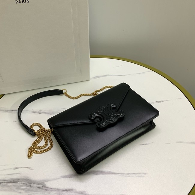 Celine WALLET ON CHAIN MARGO IN SHINY CALFSKIN 10J733 black