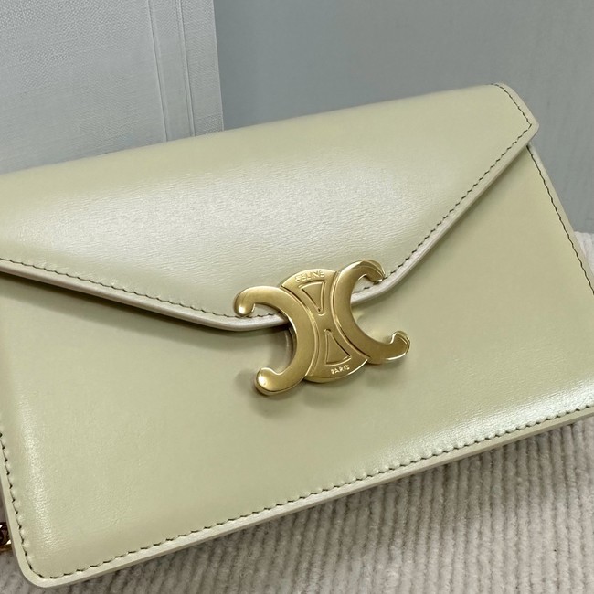 Celine WALLET ON CHAIN MARGO IN SHINY CALFSKIN 10L033 LIGHT YELLOW