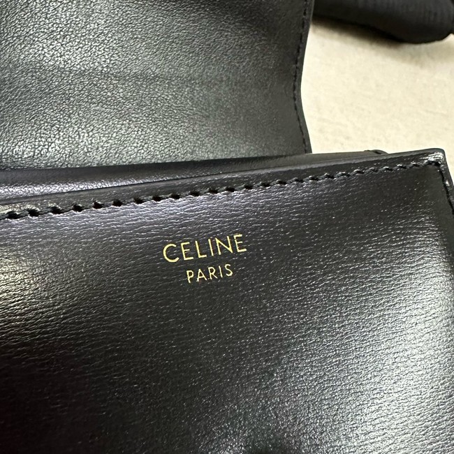 Celine SMALL FLAP WALLET TRIOMPHE IN SHINY CALFSKIN 10D783 black&gold