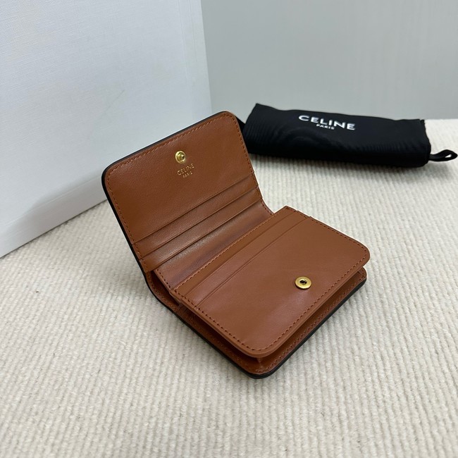 Celine TRIOMPHE COMPACT WALLETIN TRIOMPHE CANVAS 10K623 brown