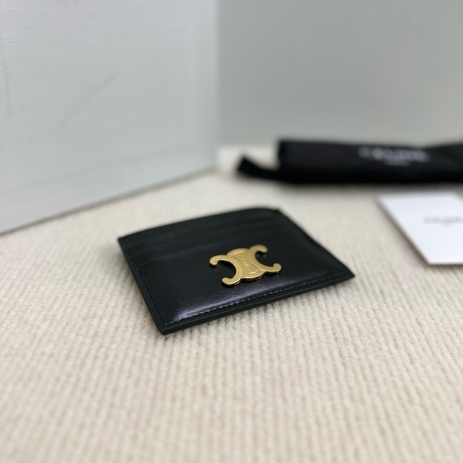 Celine CARD HOLDER TRIOMPHE IN SHINY CALFSKIN 10L833 black