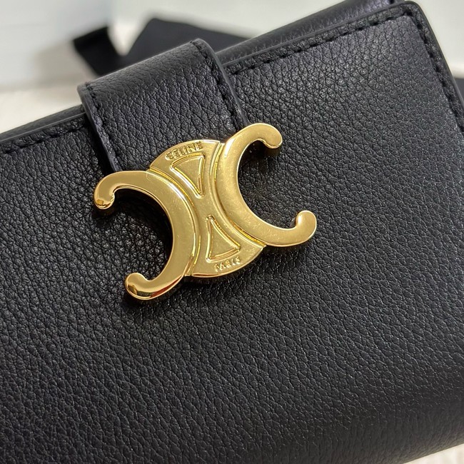 Celine FINE STRAP WALLET NINO IN SUPPLE GRAINED CALFSKIN 10M962 black 