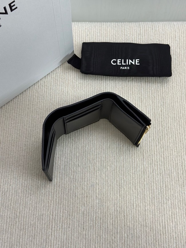 Celine FINE STRAP WALLET NINO IN SUPPLE GRAINED CALFSKIN 10M962 black 