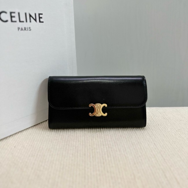 Celine LARGE WALLET TRIOMPHE IN SHINY CALFSKIN 10E313 black