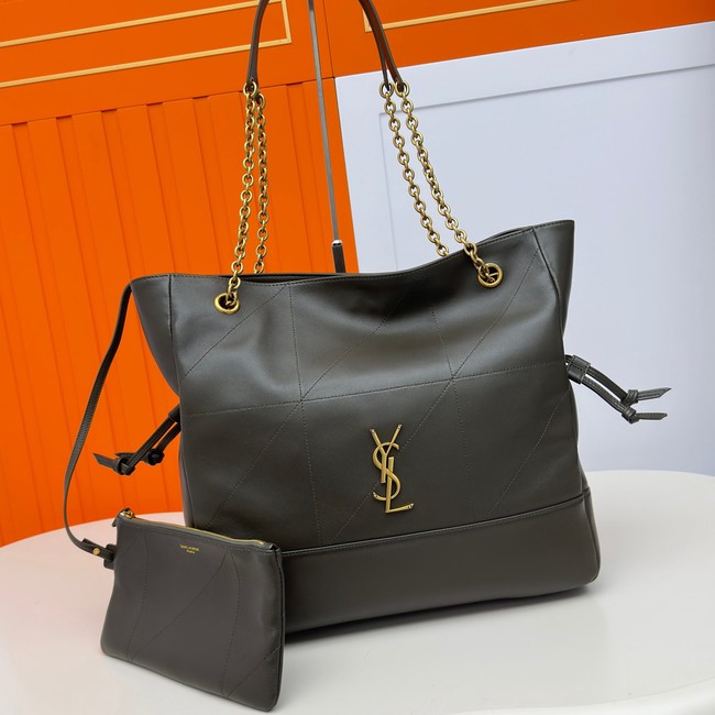 SAINT LAURENT JAMIE SHOPPING IN LAMBSKIN 809824 LIGHT MUSK