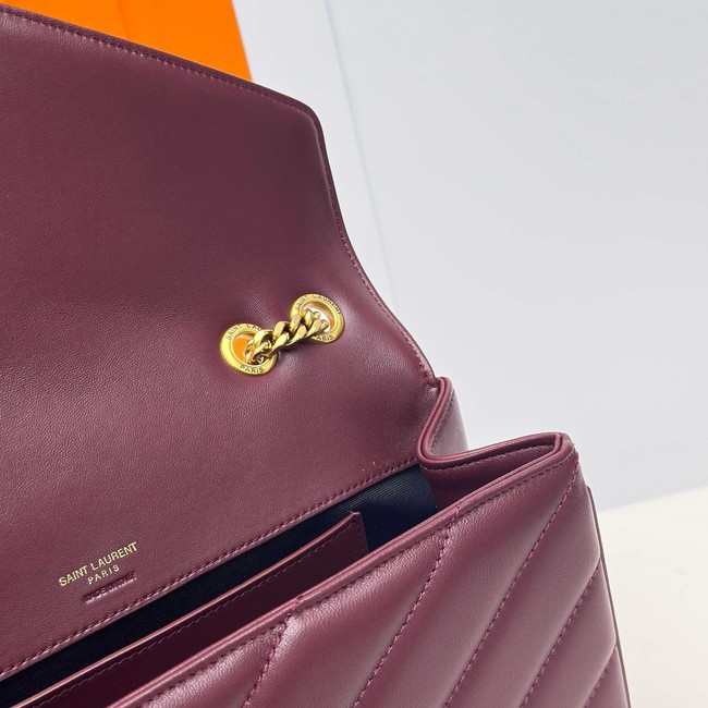 SAINT LAURENT LOULOU MEDIUM IN MATELASSE LAMBSKIN 801439 ROUGE CABERNET