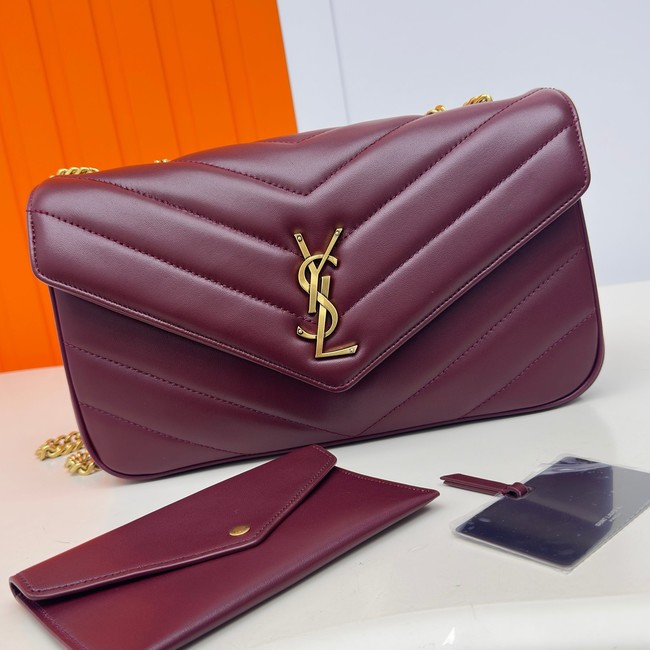 SAINT LAURENT LOULOU MEDIUM IN MATELASSE LAMBSKIN 801439 ROUGE CABERNET