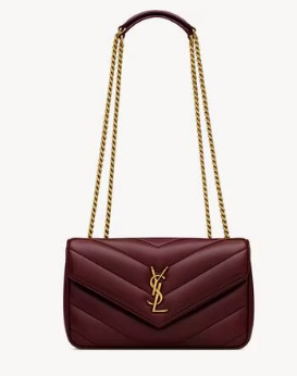 SAINT LAURENT LOULOU SMALL IN MATELASSE LAMBSKIN 801437 ROUGE CABERNET