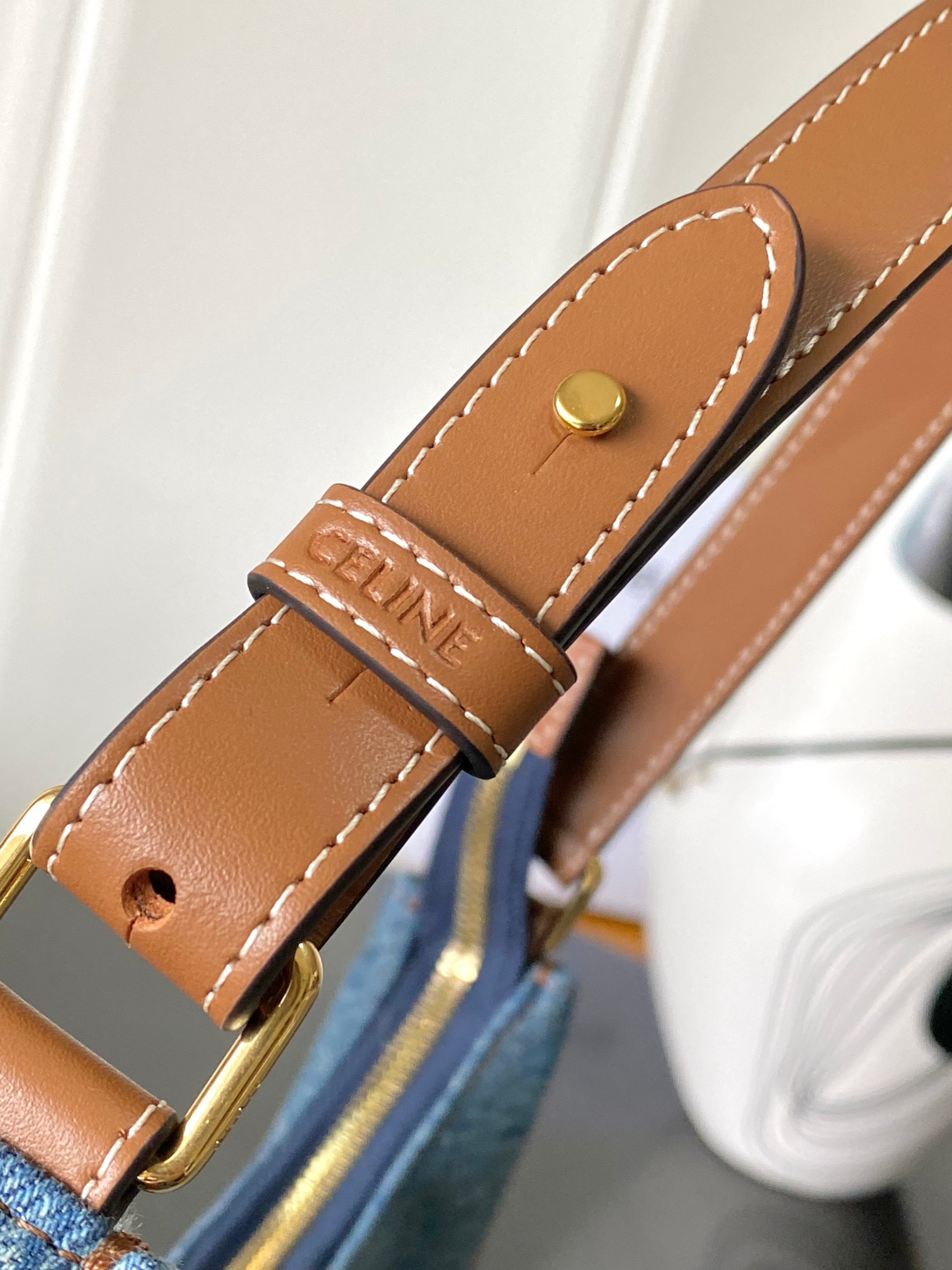 Celine MEDIUM AVA TRIOMPHE BAG IN Denim 114492 blue