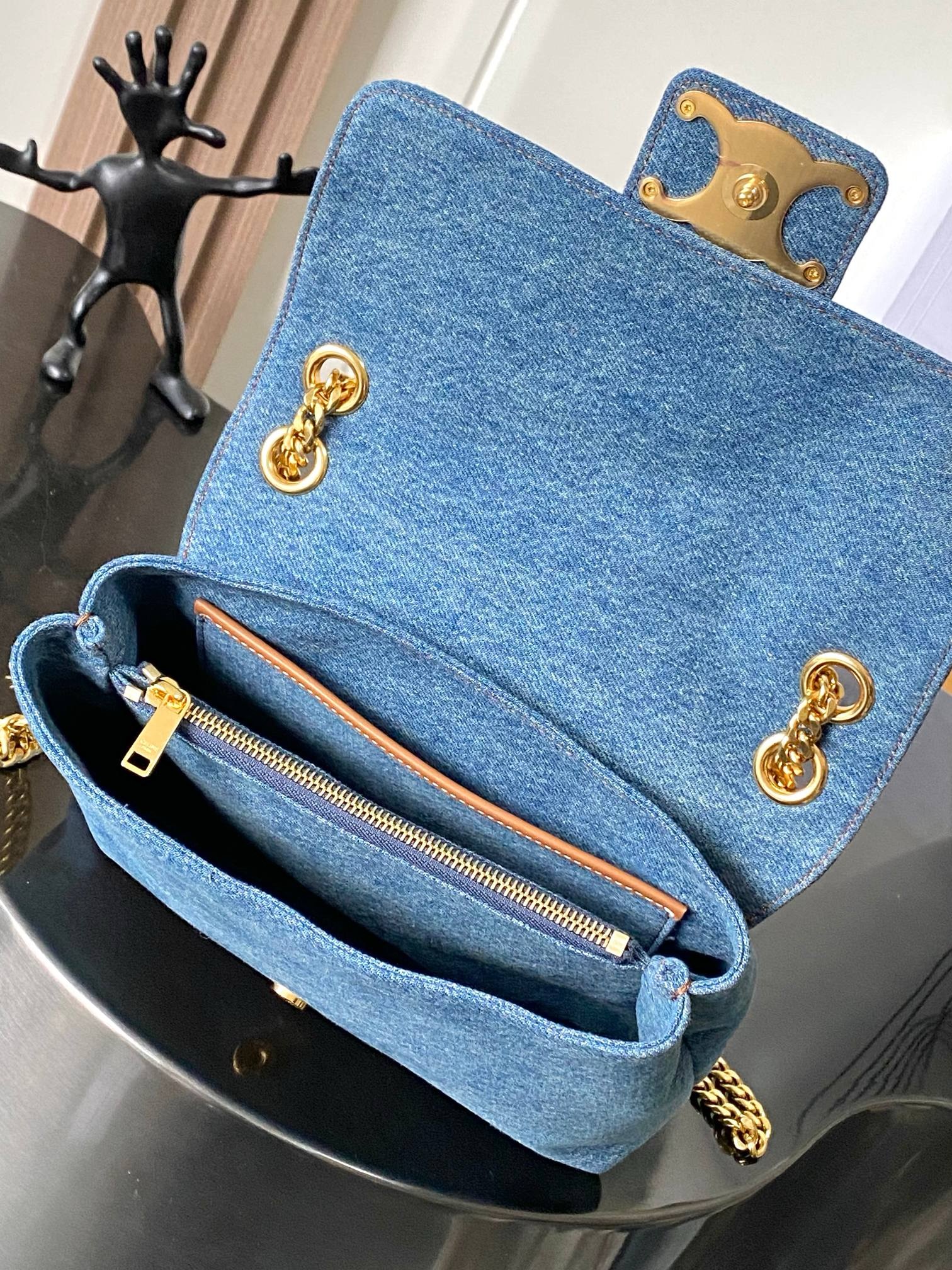 Celine TEEN CELINE VICTOIRE BAG IN Denim 116593 blue