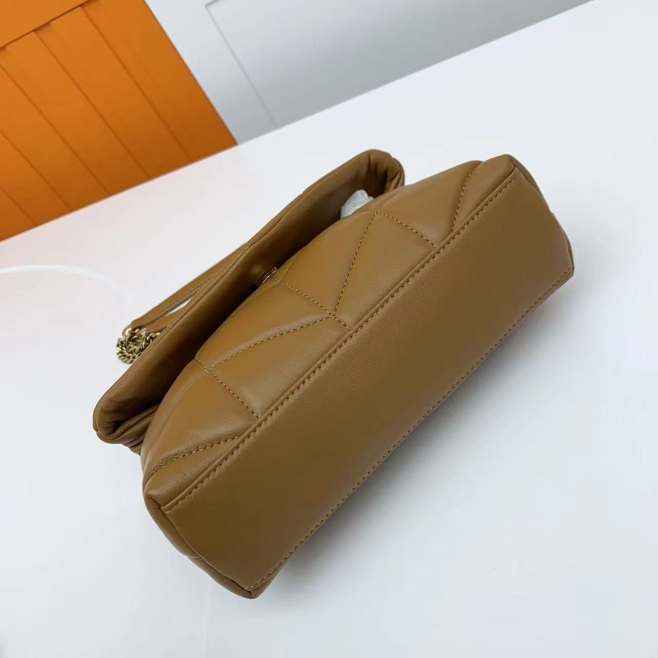 SAINT LAURENT TOY PUFFER IN LAMBSKIN 759337 DARK CORK