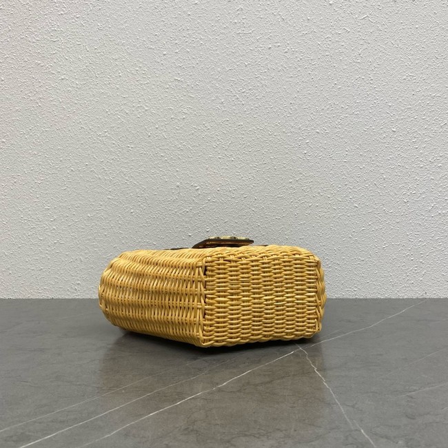 Celine TEEN COUFFIN IN WICKER AND NATURAL CALFSKIN 116572 NATURAL & TAN