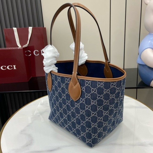 GUCCI TOTISSIMA SMALL REVERSIBLE TOTE 820496 Blue GG denim
