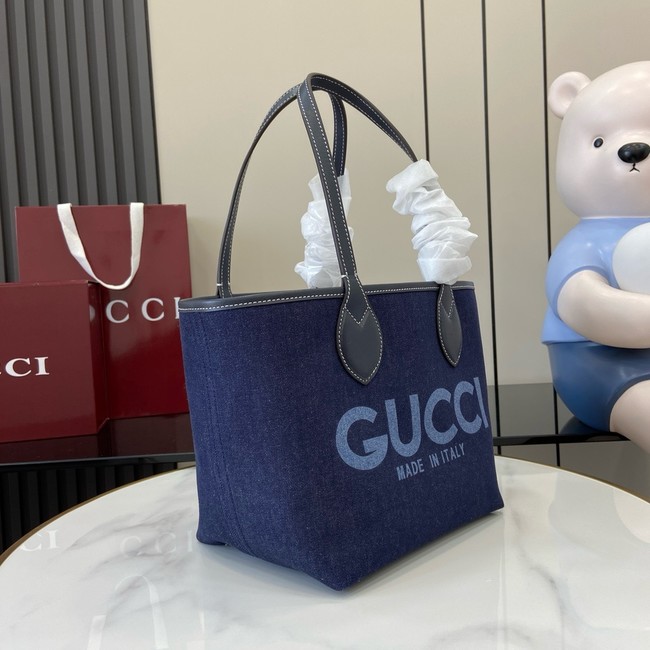 GUCCI TOTISSIMA SMALL REVERSIBLE TOTE 820496 Dark blue denim