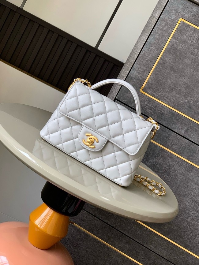 Chanel SMALL FLAP BAG WITH TOP HANDLE AS5356 light gray