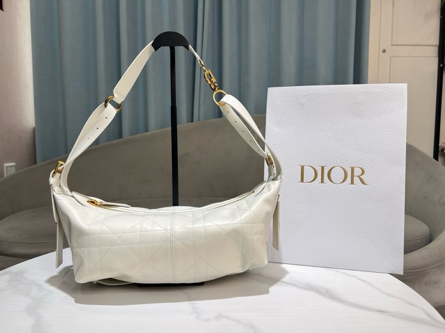 Dior Medium D-Journey Bag in Shiny Goatskin  Flat Macrocannage M2417UCUQ Latte