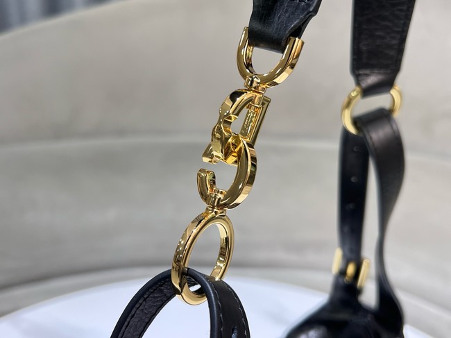 Dior Medium D-Journey Bag in Shiny Goatskin Flat Macrocannage M2417UCUQ black