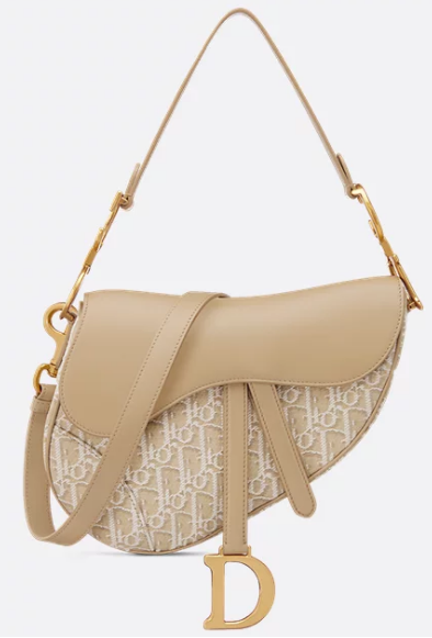 Dior Saddle Bag with Strap Oblique Jacquard and Natural Smooth Calfskin M0455CDDS Dior Saddle Bag with Strap Oblique Jacquard and Natural Smooth Calfskin M0455CDDS
