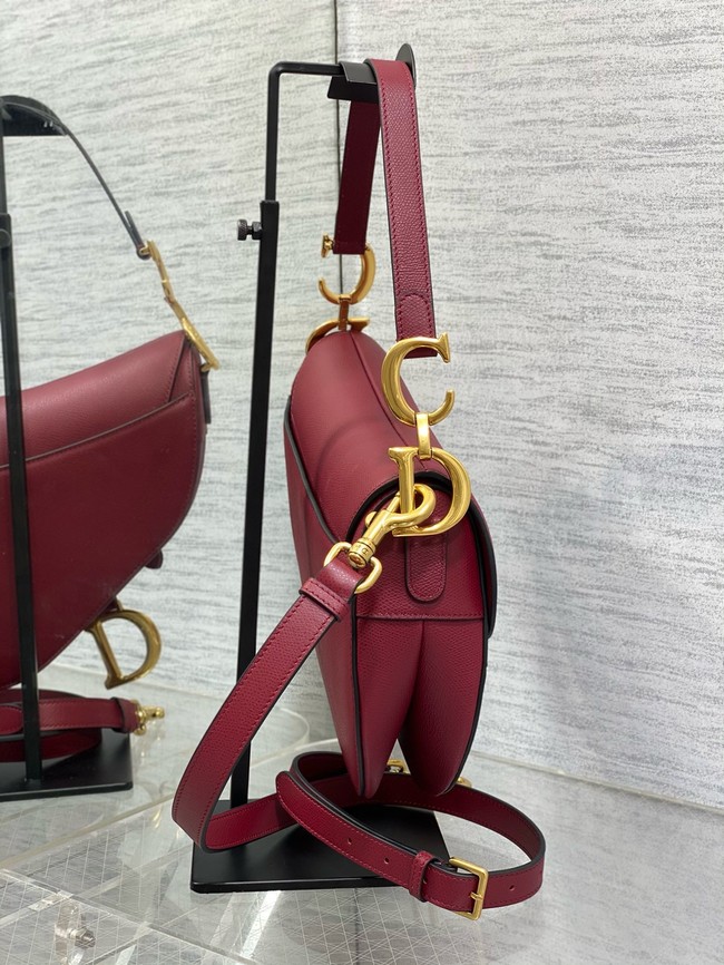 Dior Saddle Bag with Strap Saddle Grained Calfskin M0455CBAA Cherry Red