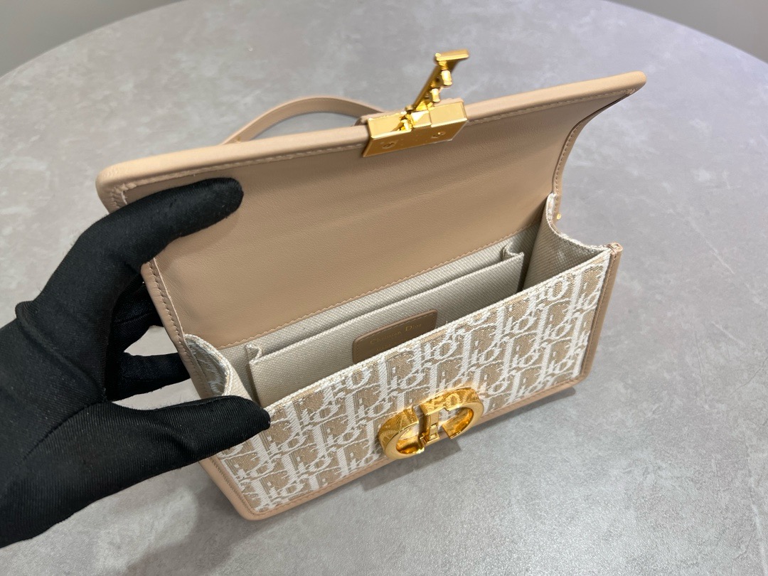 Dior Oblique Jacquard and Natural Smooth Calfskin 30 Montaigne East-West Bag with Chain M9334UDDS