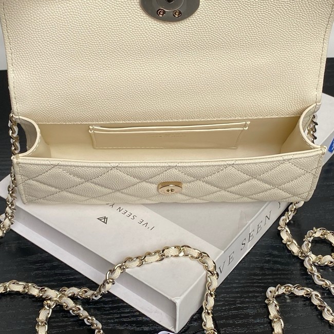 Chanel MINI FLAP BAG CLUTCH WITH CHAIN Gold-Tone Metal AP3238 light yellow