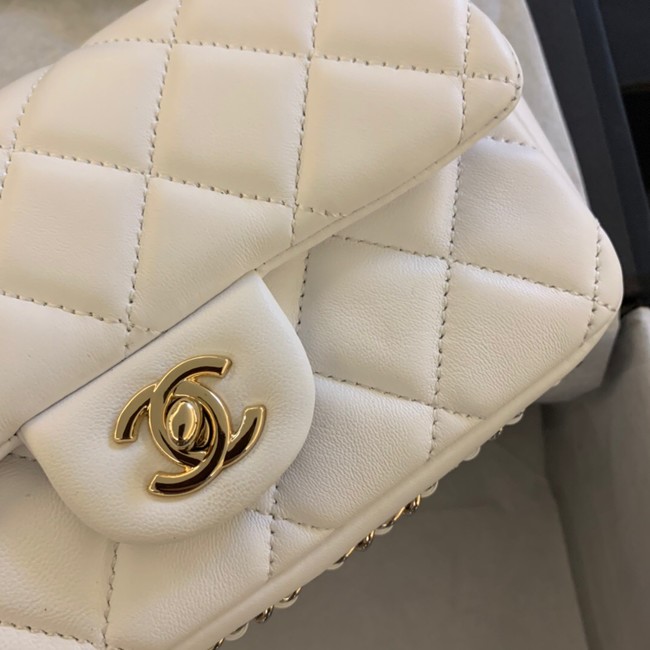 Chanel MINI CLASSIC HANDBAG Lambskin AS1436 white