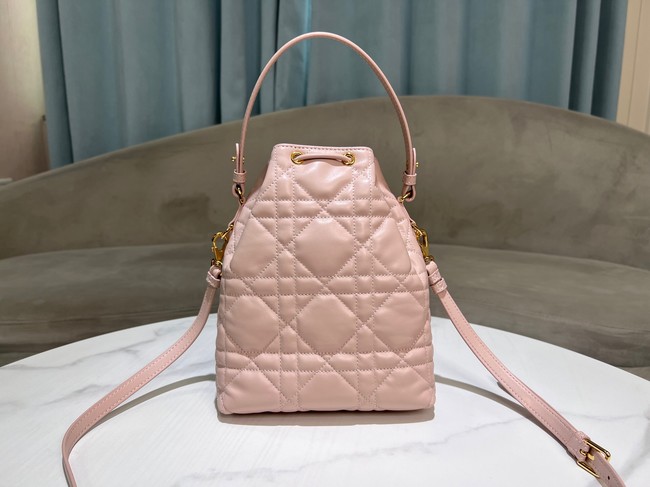 Small Dior Caro Bucket Bag pink Macrocannage Lambskin M3372UNOZ