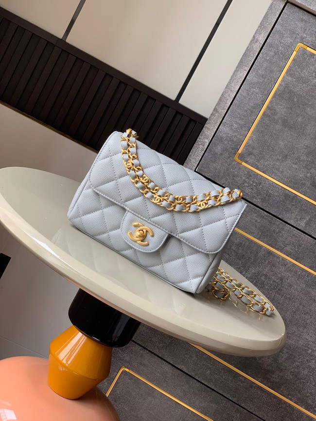 Chanel Grained Calfskin Shoulder Bag AS5329 gray blue