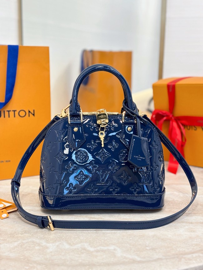 Louis Vuitton Monogram Vernis Alma BB Tote Bag M91606 BLUE