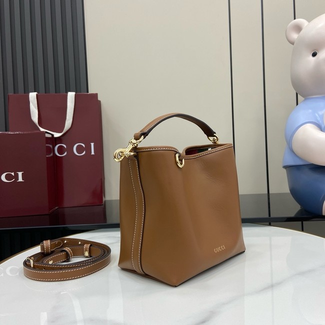 GUCCI GG EMBLEM SMALL BUCKET BAG 815118 brown