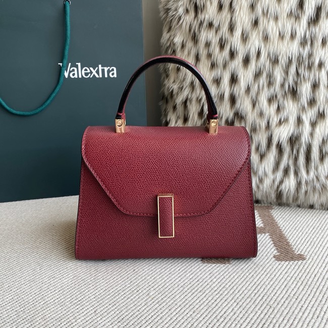 Valextra Iside Top Handle Mini Bag 00359 burgundy