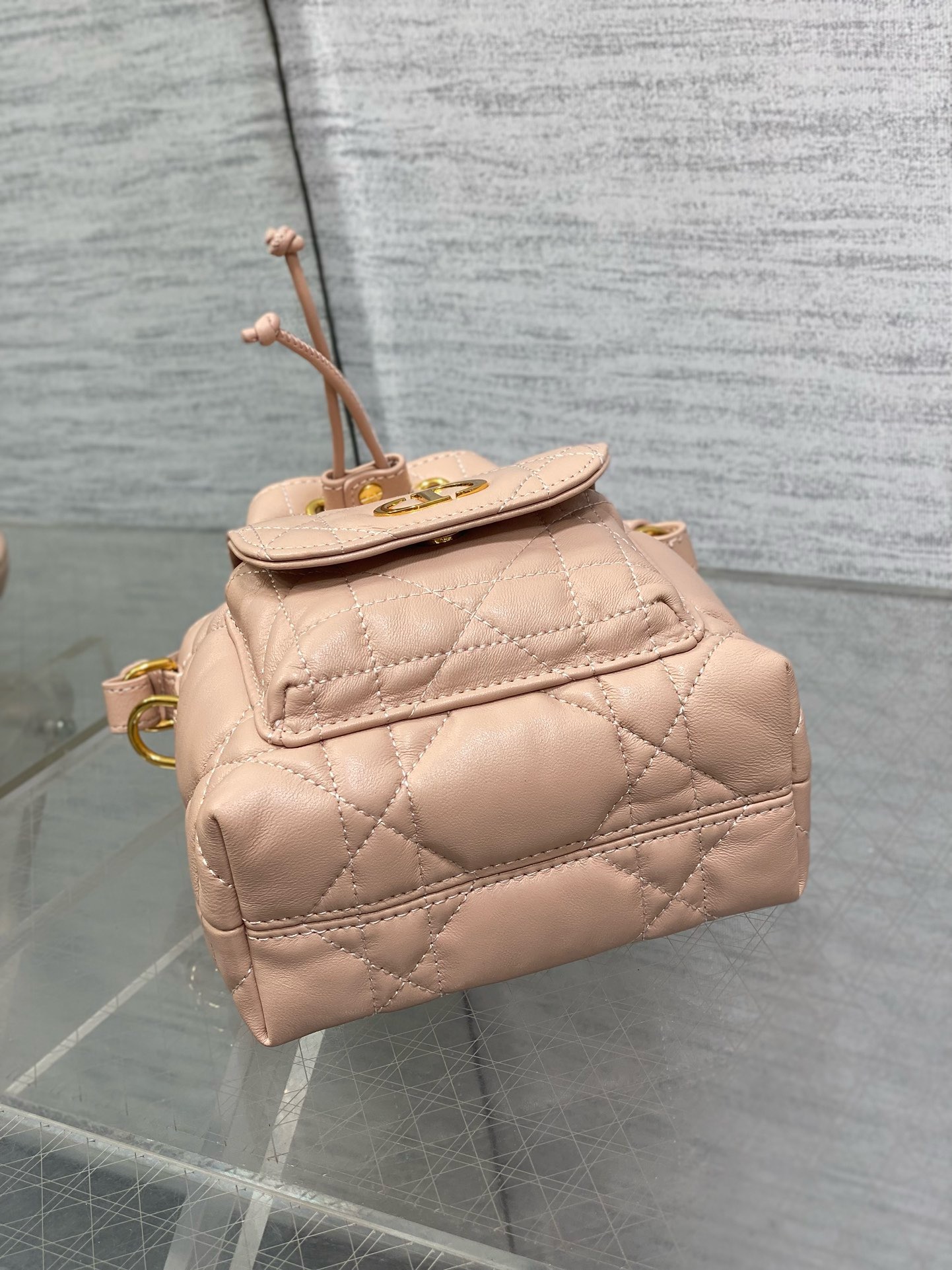 Dior Caro Nano Bucket Bag Macrocannage Lambskin S5250 pink